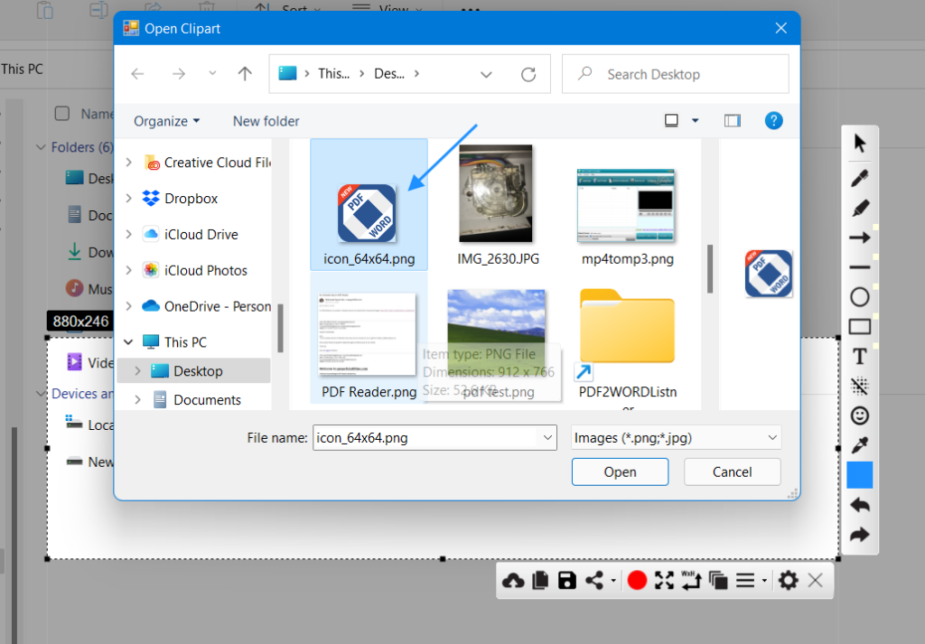 Import external images into snip - Free Snipping Tool