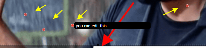 Click red dots to edit tag text